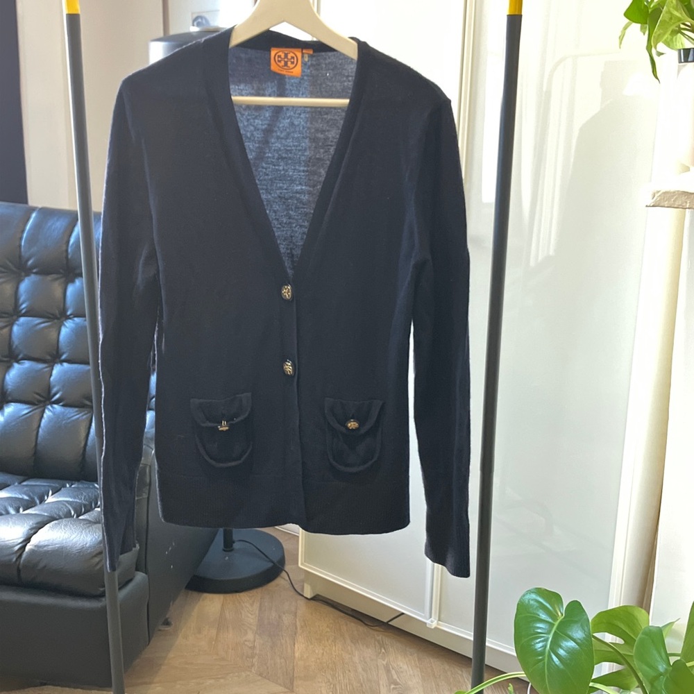 Navy Tory Burch Cardigan with Button Details